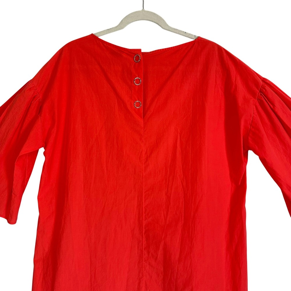 Ottod'Ame Italy Cotton Poplin Tunic Dress Fiamma Bell Sleeve L NWT Orange 10 - Picture 11 of 14